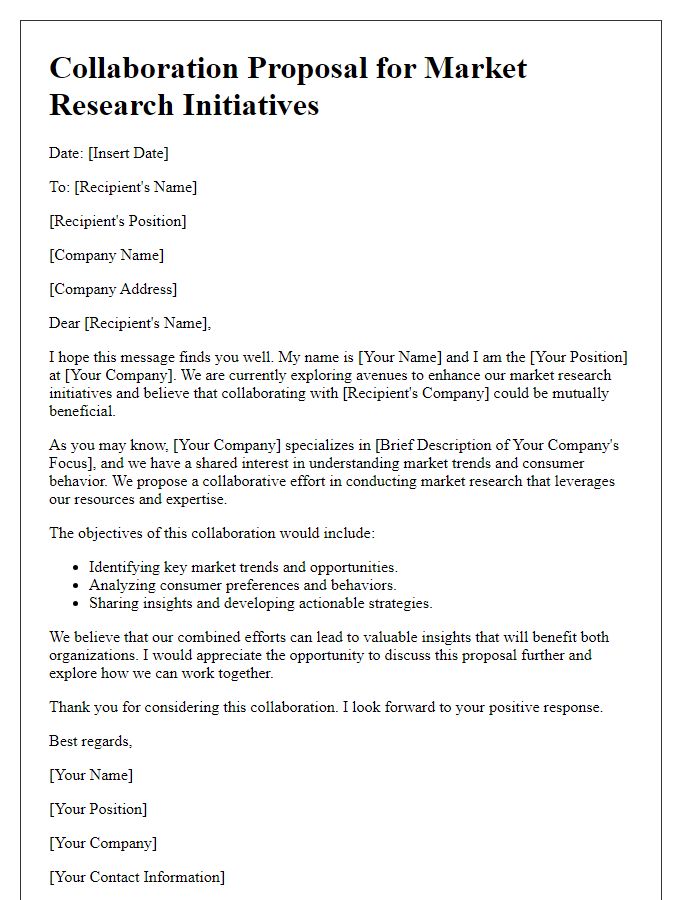 Letter template of collaboration proposal for market research initiatives