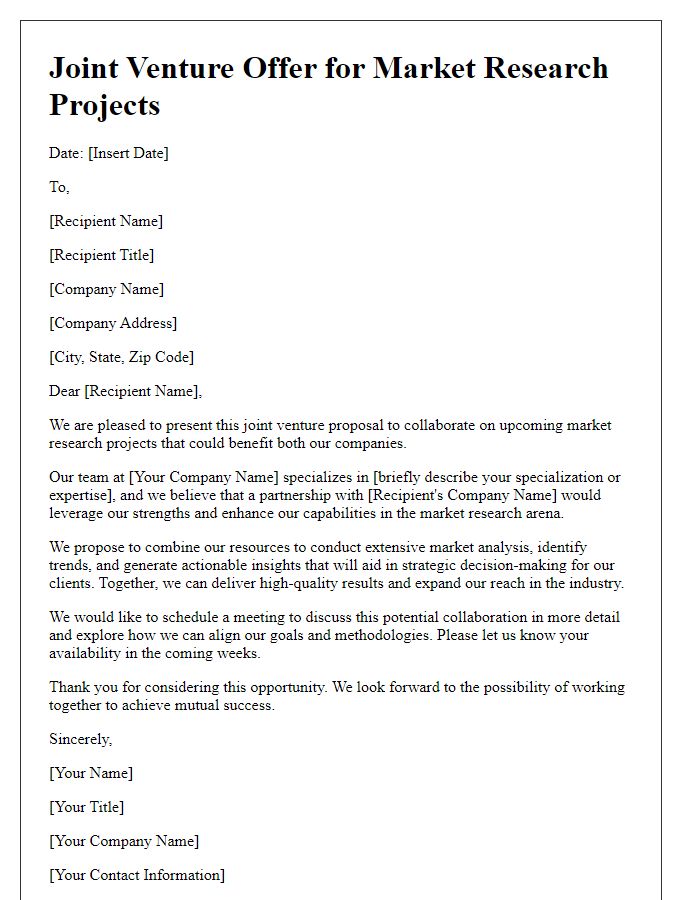 Letter template of joint venture offer for market research projects