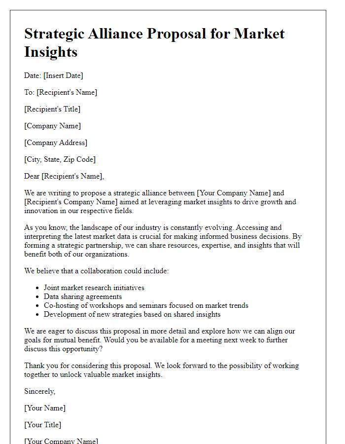 Letter template of strategic alliance proposal for market insights