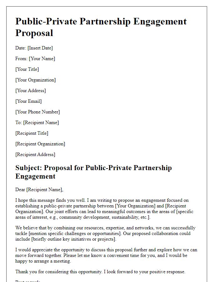 Letter template of public-private partnership engagement proposal