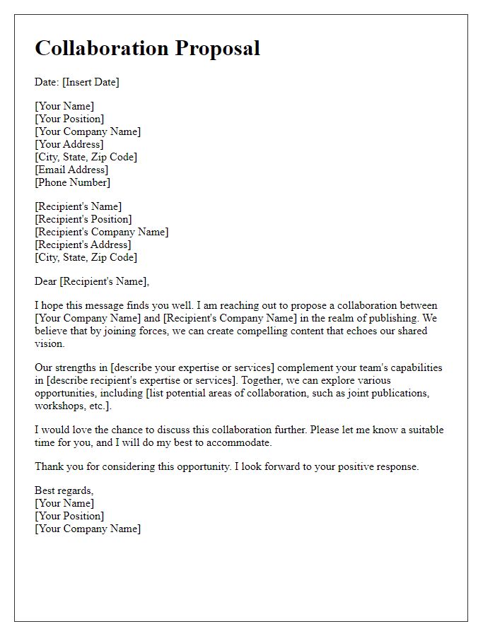 Letter template of publishing venture collaboration