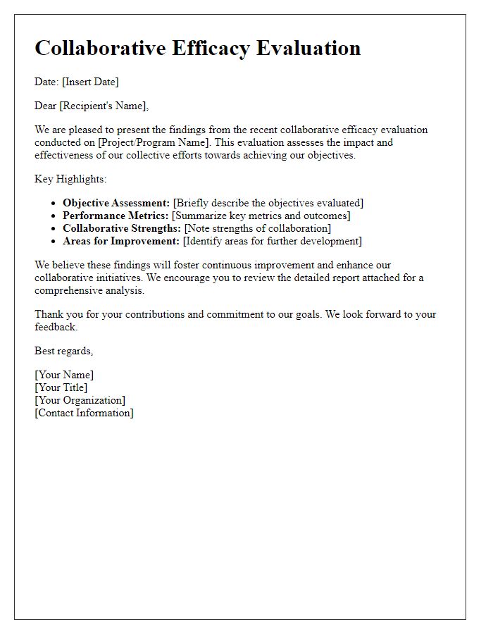 Letter template of collaborative efficacy evaluation