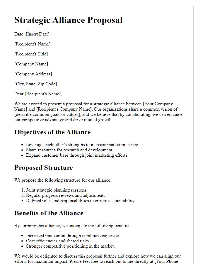 Letter template of strategic alliance proposal designed for your needs