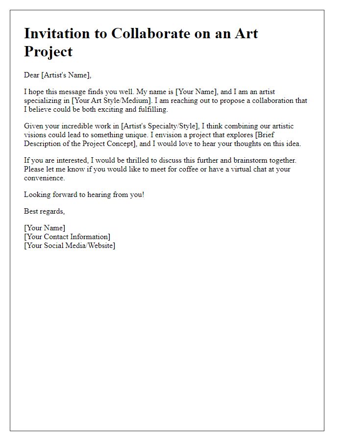 Letter template for art collaboration invitation