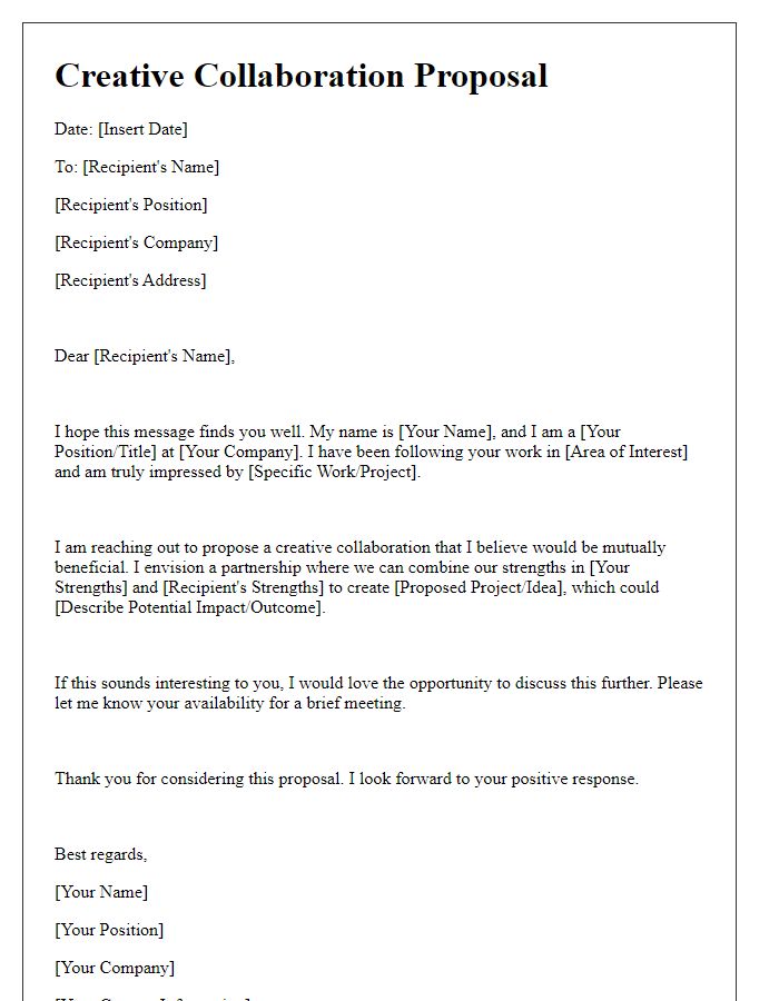 Letter template for creative collaboration proposal