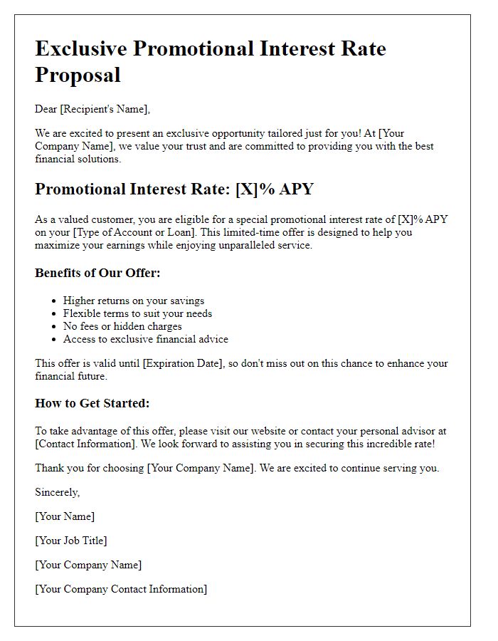 Letter template of attractive promotional interest rate proposal