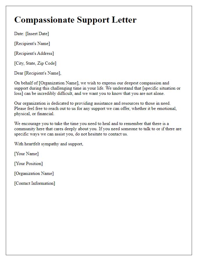 Letter template of compassionate support from global organization