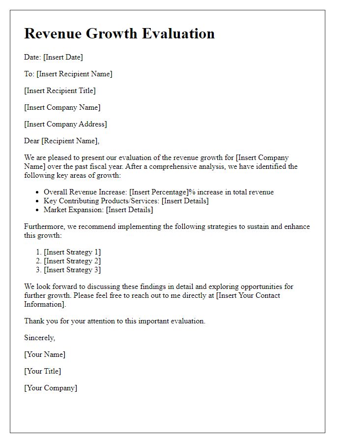 Letter template of revenue growth evaluation