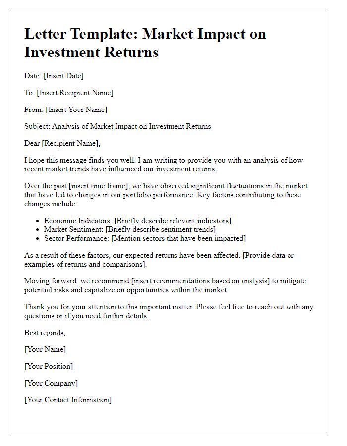 Letter template of market impact on investment returns