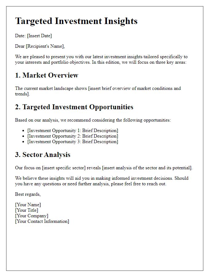 Letter template of targeted investment insights