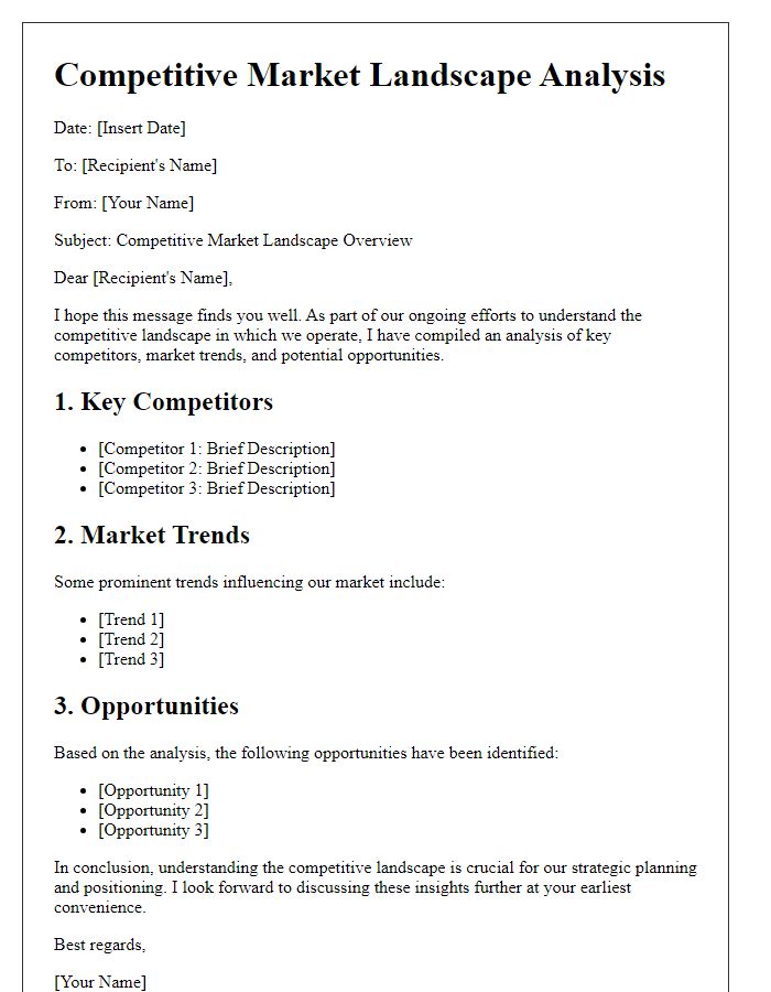 Letter template of competitive market landscape