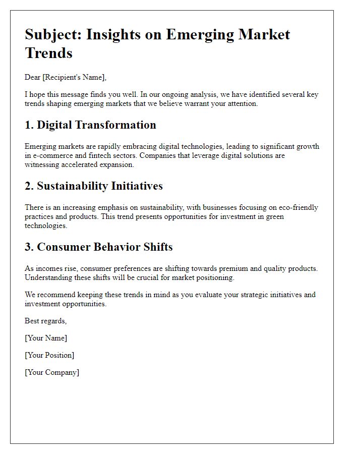 Letter template of emerging market trends