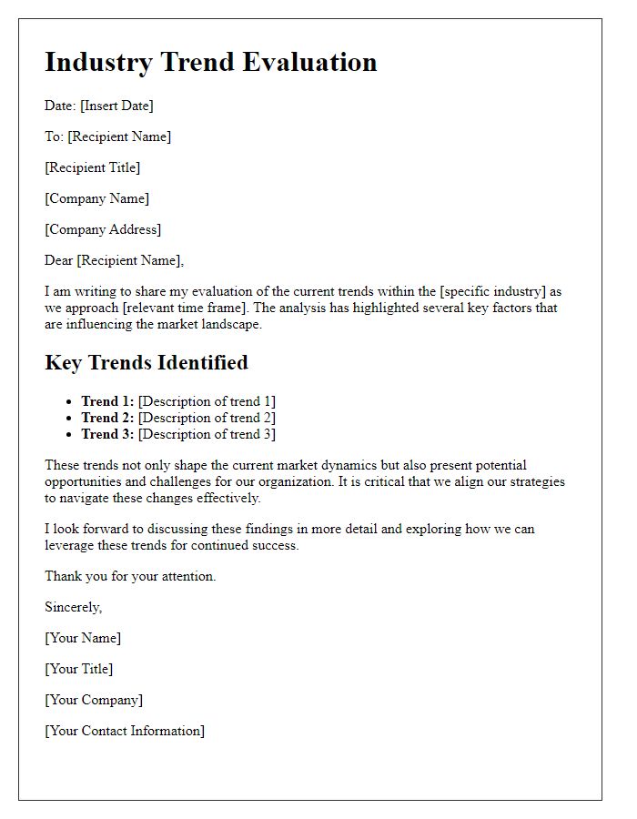 Letter template of industry trend evaluation