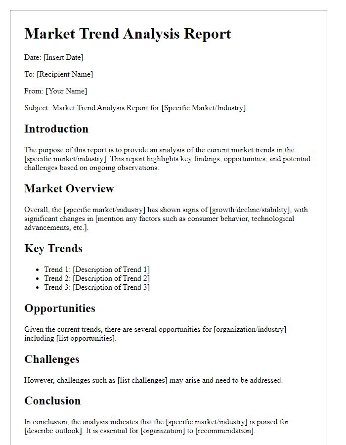 Letter template of market trend analysis report