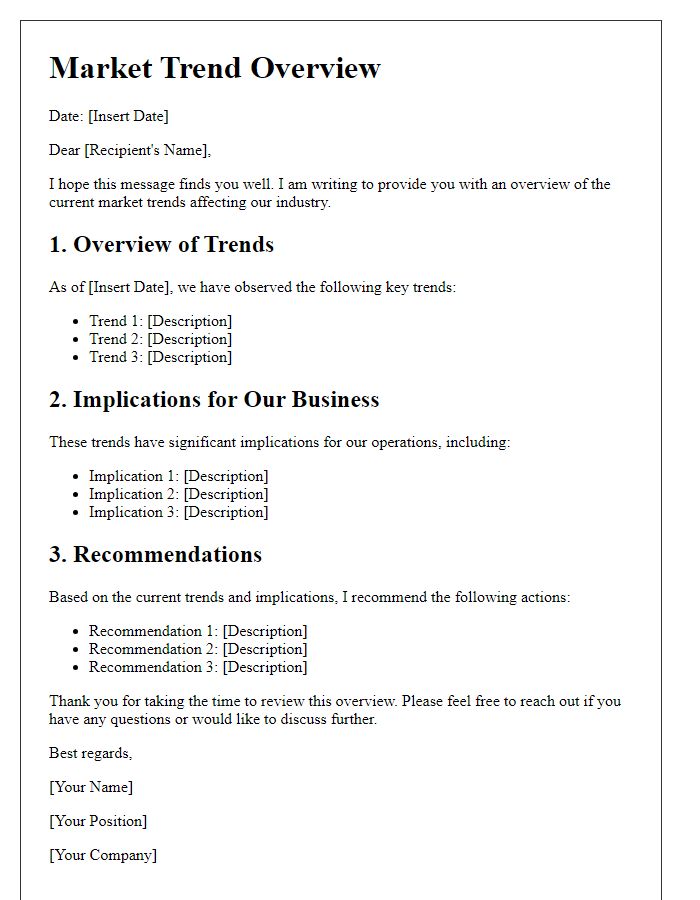 Letter template of market trend overview