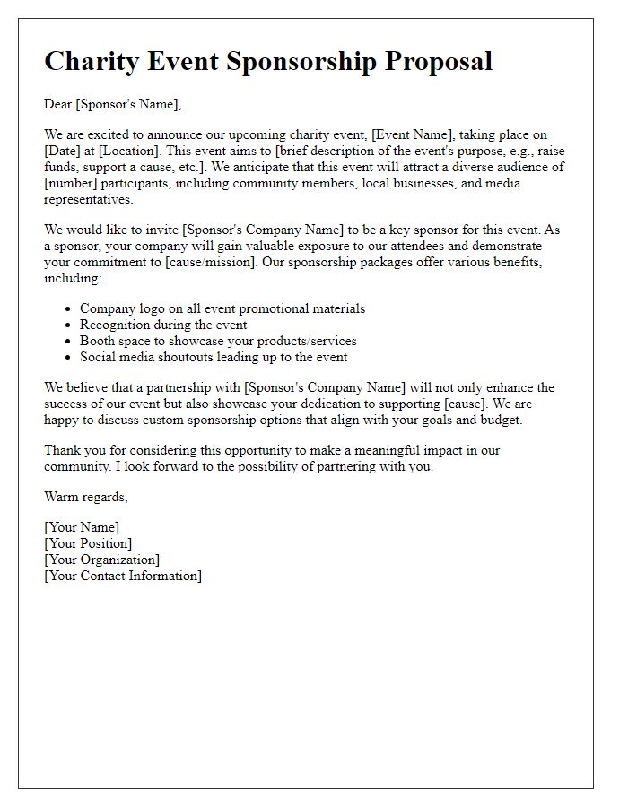 Letter template of sponsorship proposal for charity events