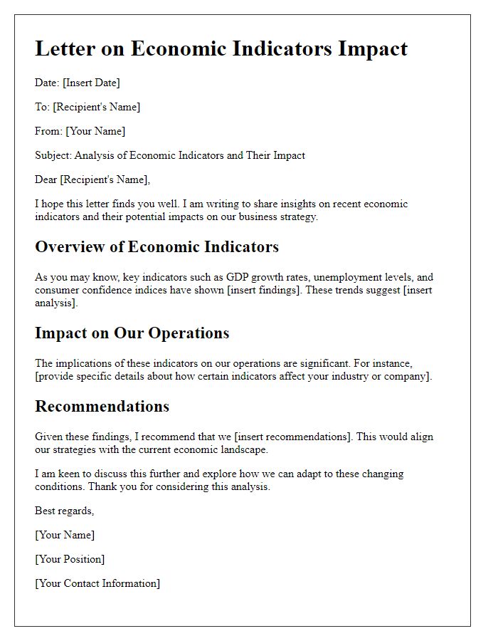 Letter template of economic indicators impact