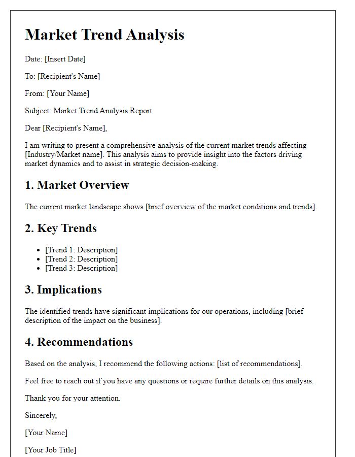 Letter template of market trend analysis