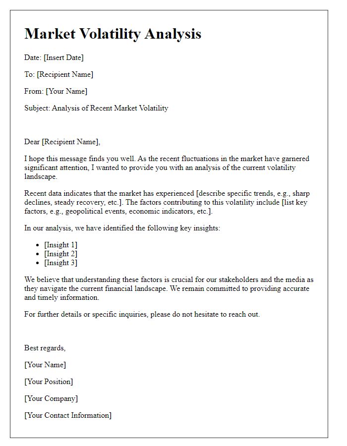 Letter template of market volatility analysis for media relations.