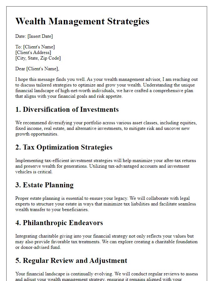 Letter template of Wealth Management Strategies for High-Net-Worth Individuals