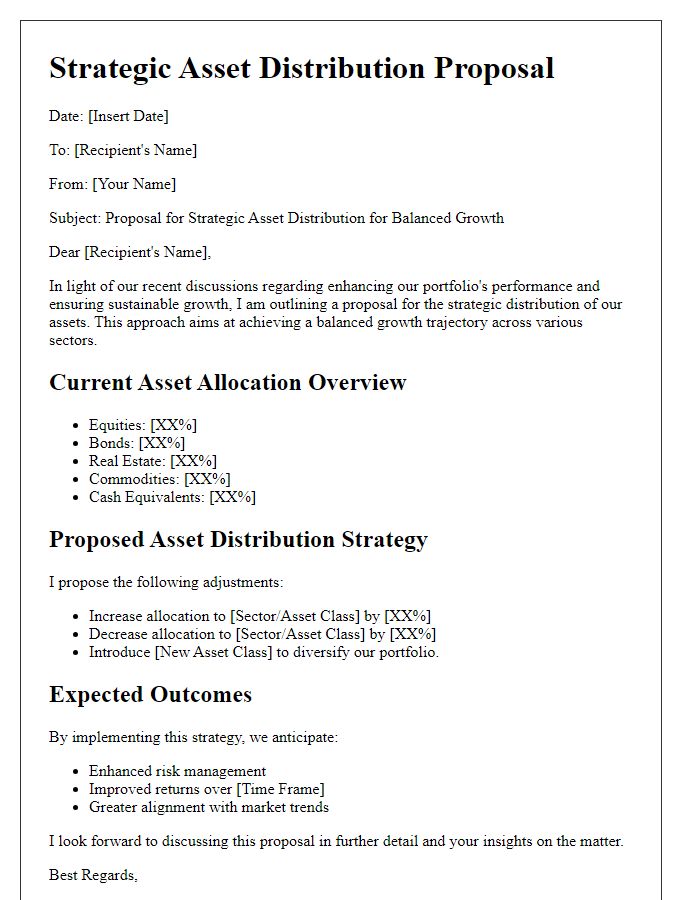 Letter template of strategic asset distribution for balanced growth