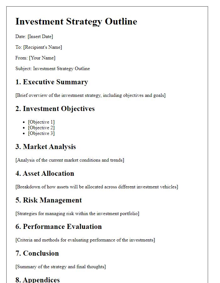 Letter template of investment strategy outline