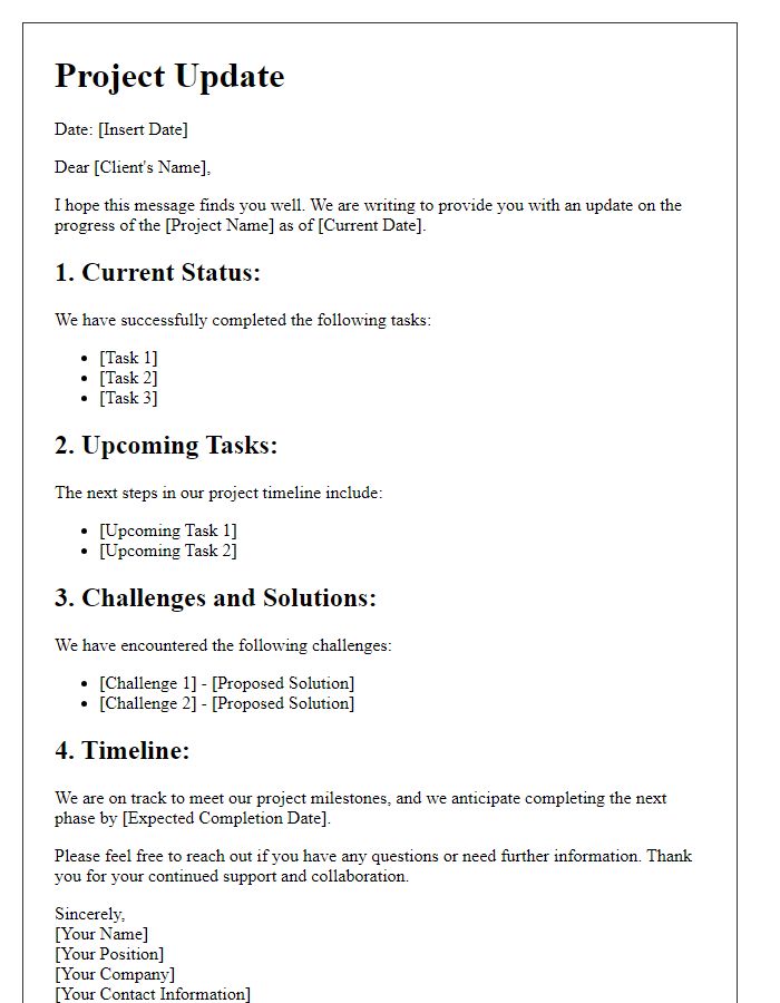 Letter template of project update to maintain client transparency