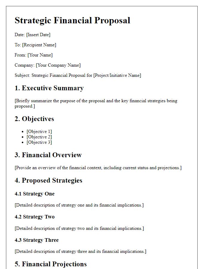 Letter template of strategic financial proposals