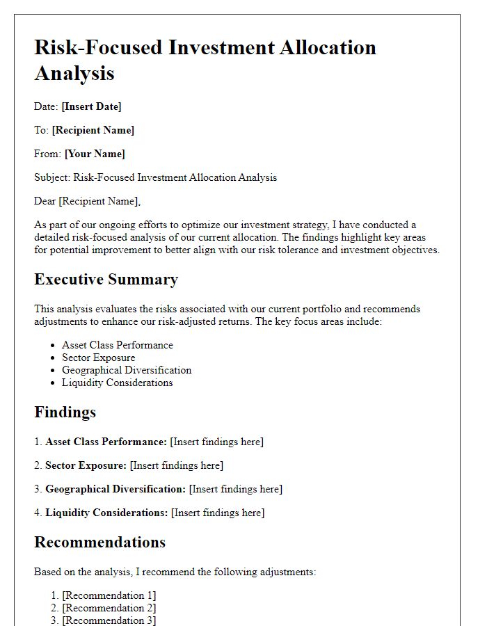 Letter template of risk-focused investment allocation analysis