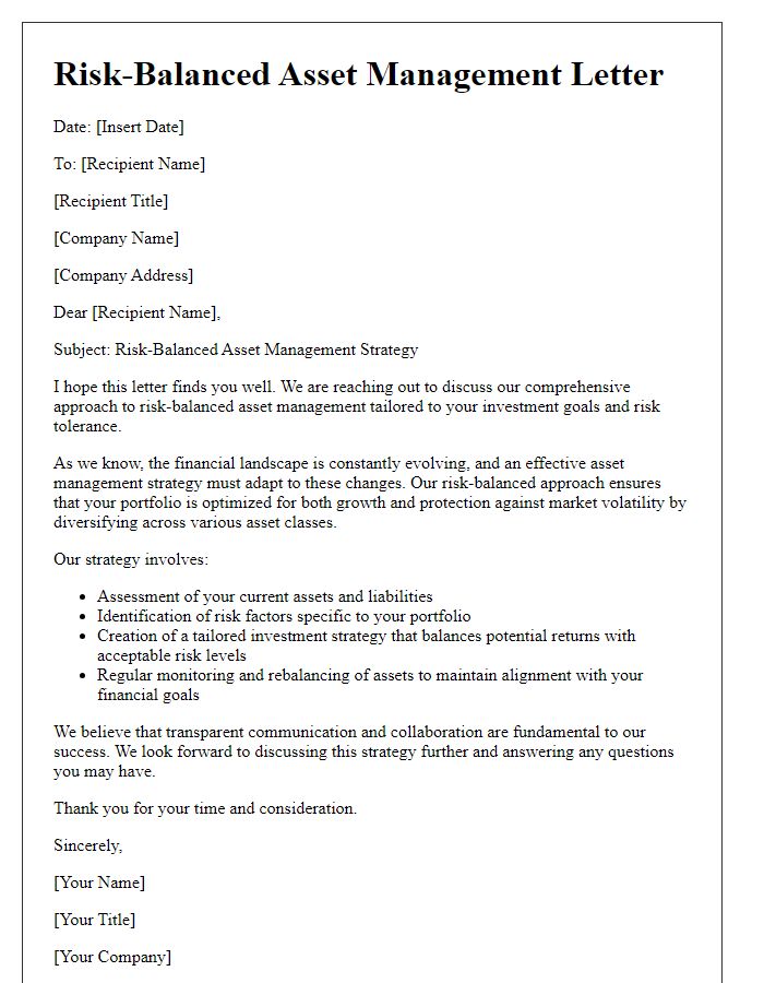 Letter template of risk-balanced asset management