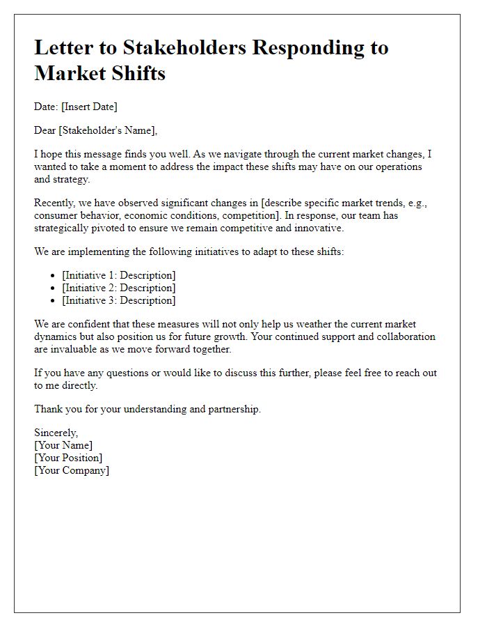 Letter template of responding to market shifts