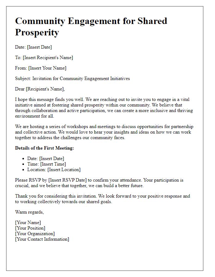 Letter template of community engagement for shared prosperity