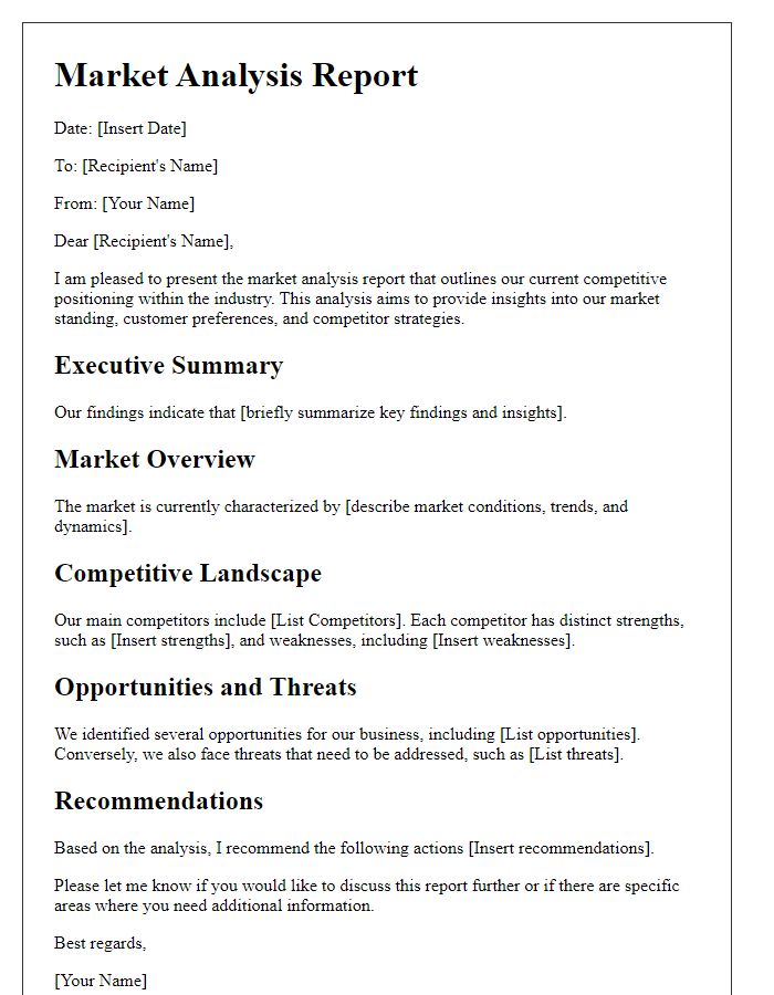 Letter template of market analysis for competitive positioning