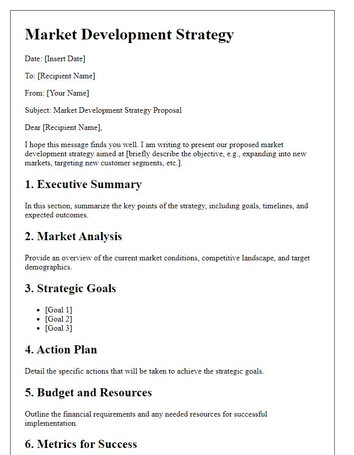 Letter template of market development strategy