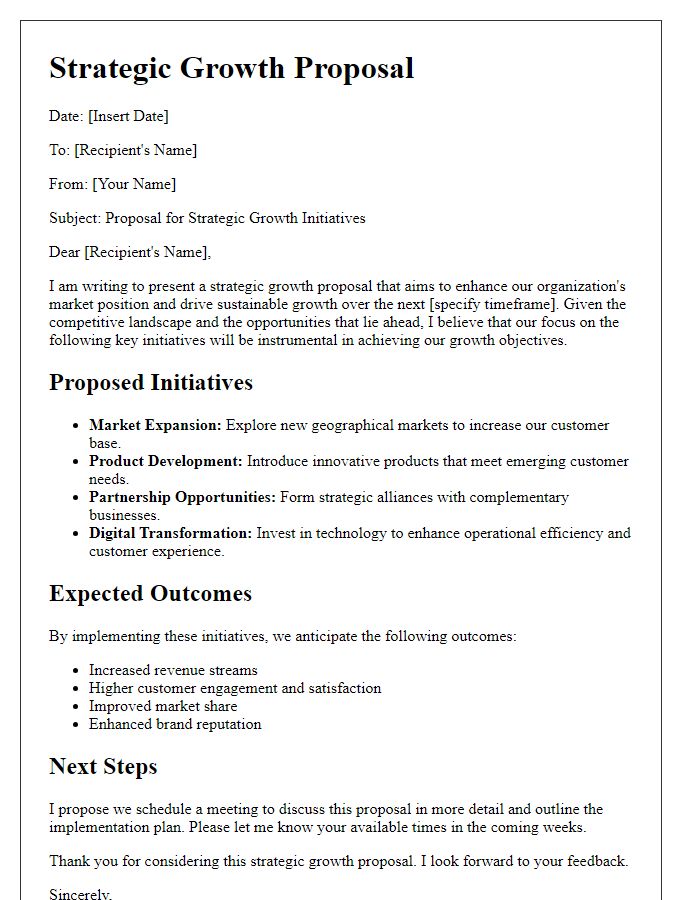 Letter template of strategic growth proposal