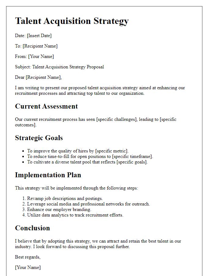 Letter template of talent acquisition strategy