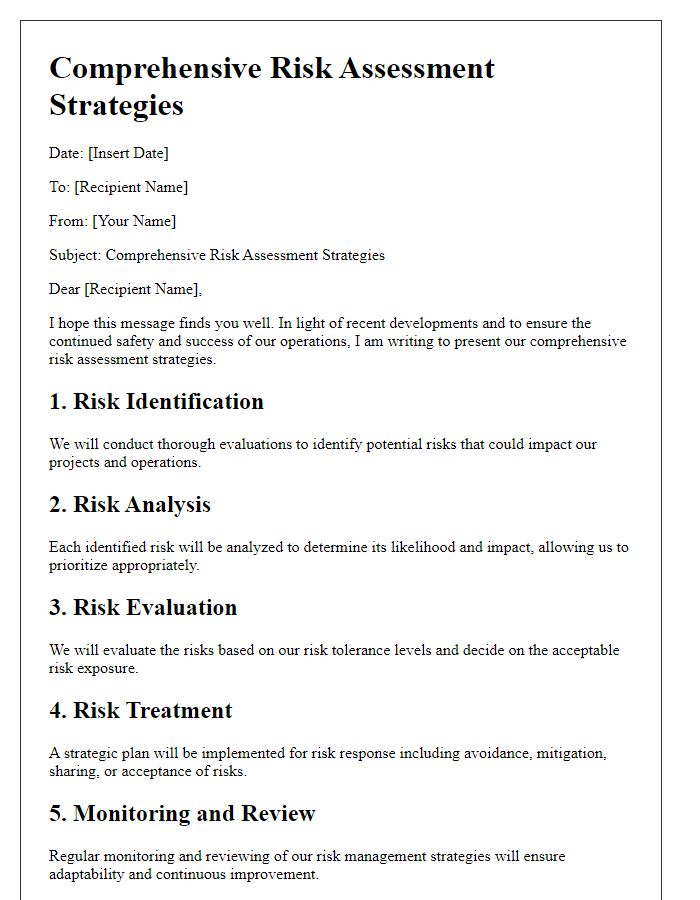 Letter template of comprehensive risk assessment strategies