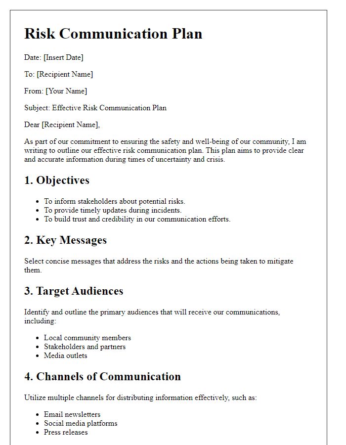 Letter template of effective risk communication plans