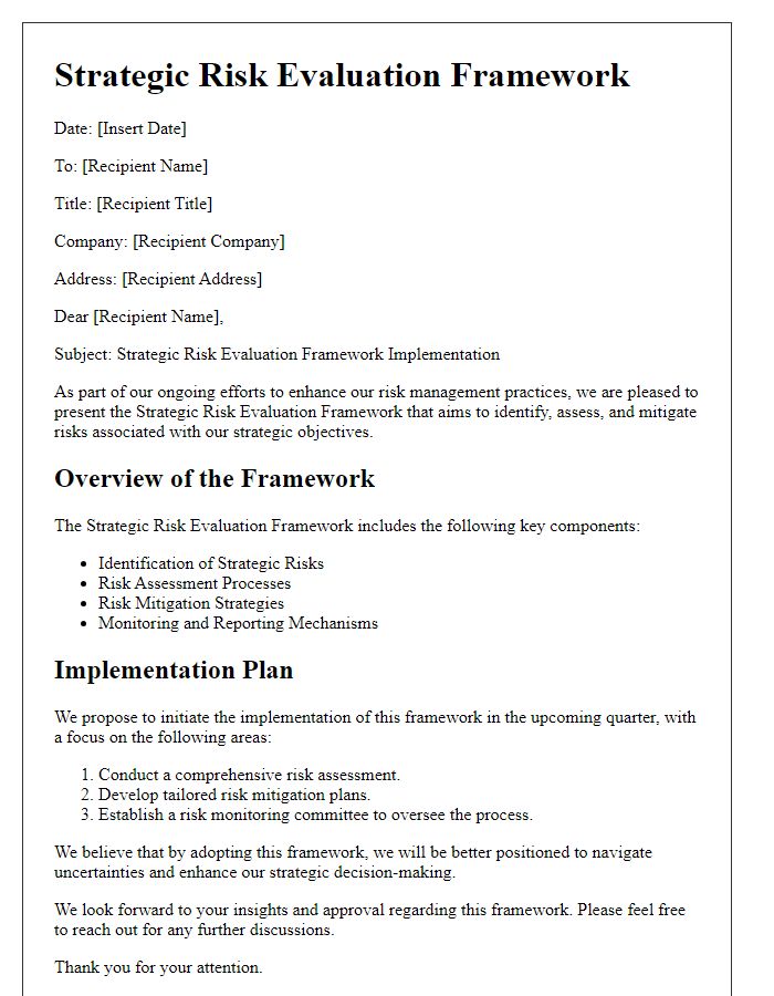 Letter template of strategic risk evaluation frameworks