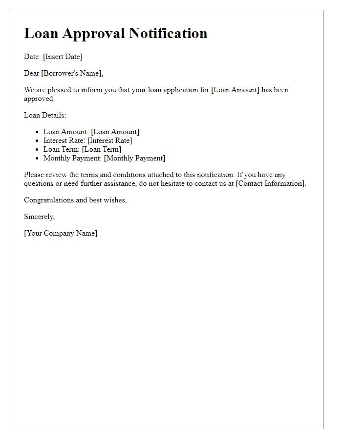 Letter template of loan approval notification