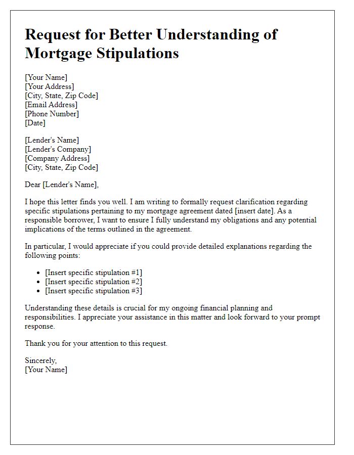 Letter template of appeal for better understanding of mortgage stipulations.