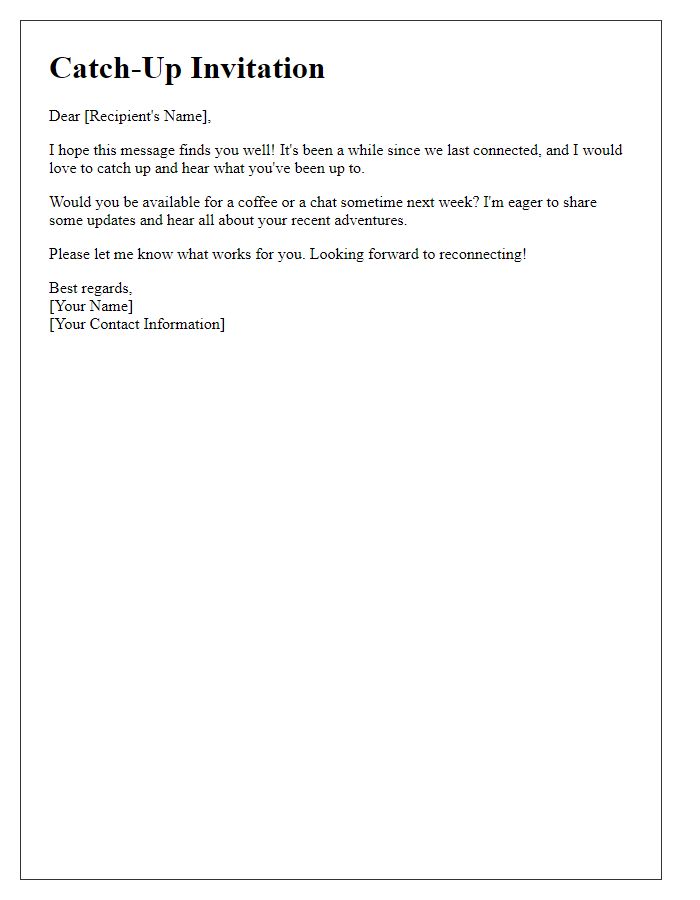 Letter template of follow-up catch-up invitation