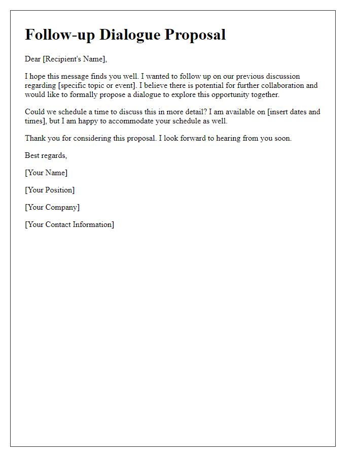 Letter template of follow-up dialogue proposal