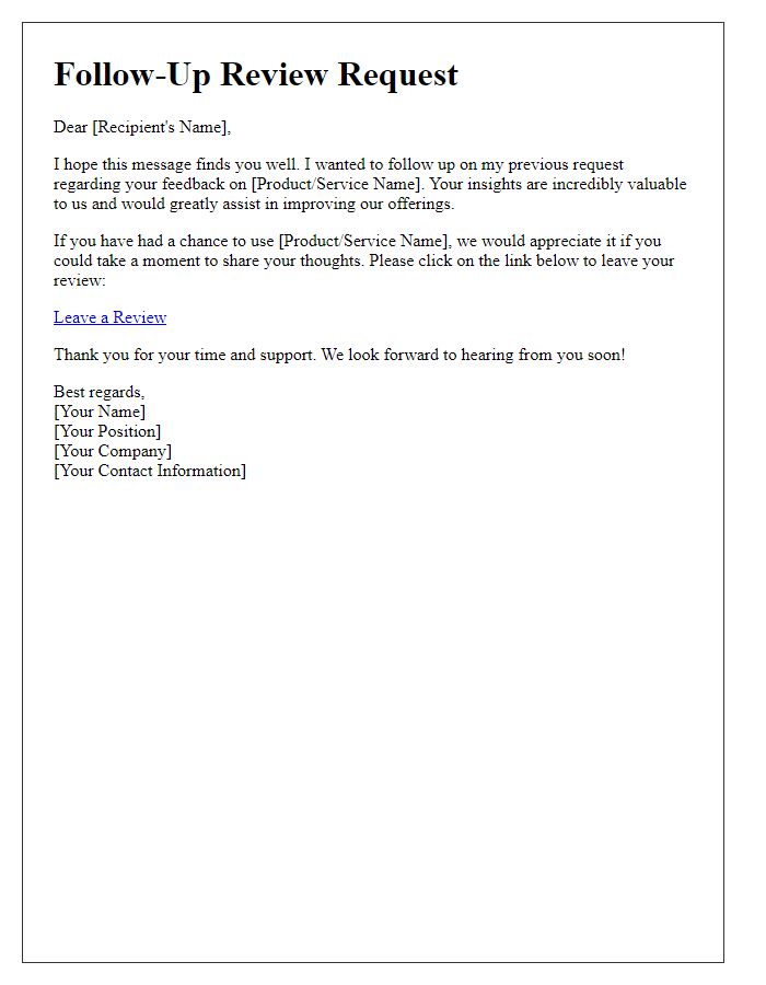 Letter template of follow-up review request