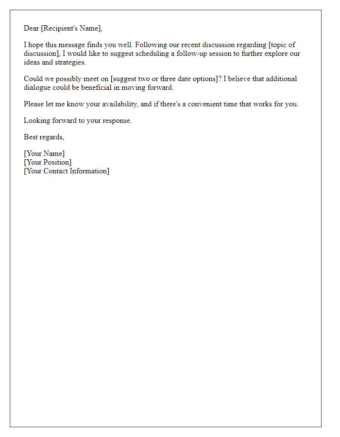 Letter template of follow-up session suggestion