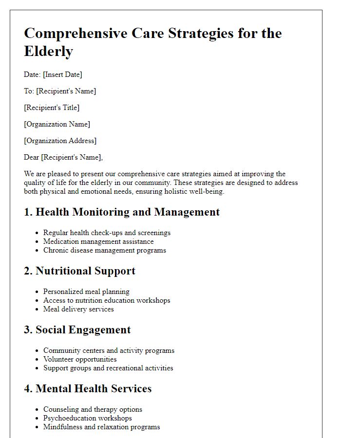 Letter template of comprehensive care strategies for the elderly.