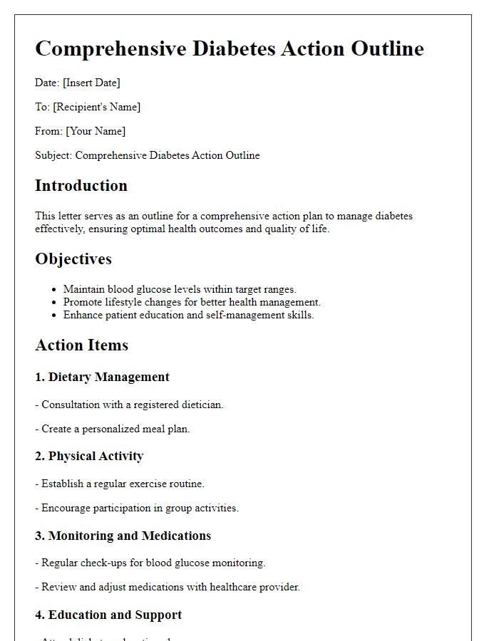 Letter template of comprehensive diabetes action outline