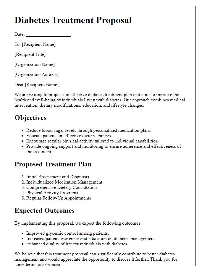 Letter template of effective diabetes treatment proposal