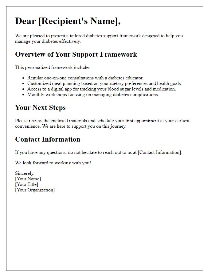 Letter template of tailored diabetes support framework