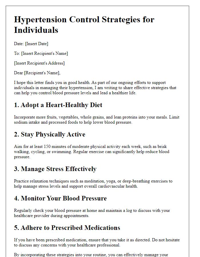 Letter template of hypertension control strategies for individuals.